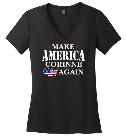 Make America Corinne Again - Ladies V-Neck - Black / M