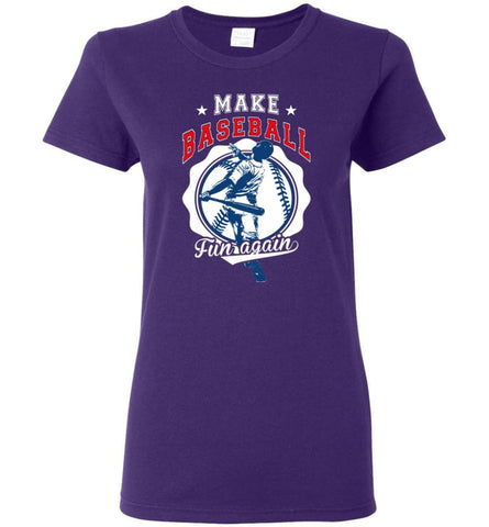Make Baseball Fun Again Girl or Toddler Boy Baseball Shirt Women Tee - Purple / M