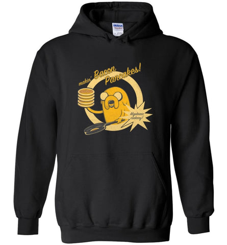 Making Bacon Pancakes Shirt Funny Adventure Time Making Breakfast - Hoodie - Black / M