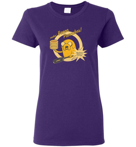 Making Bacon Pancakes Shirt Funny Adventure Time Making Breakfast Women Tee - Purple / M