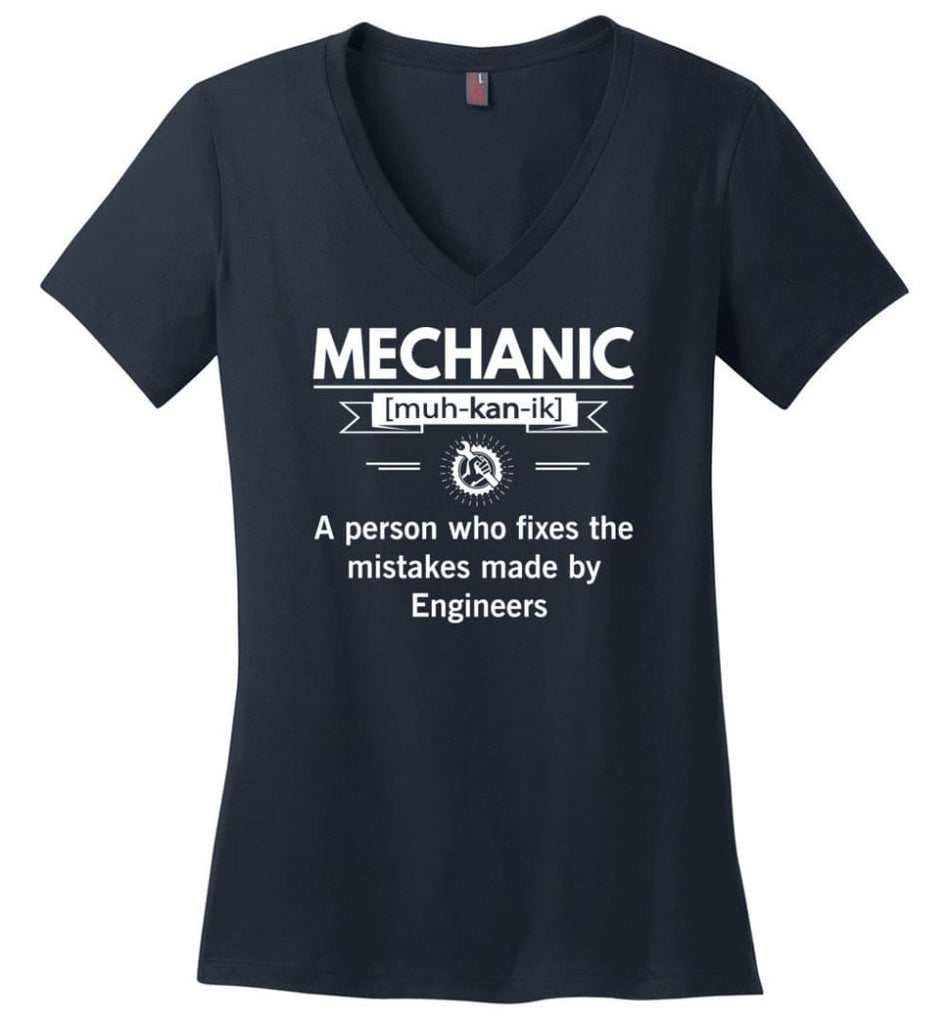 Mechanic Definition Funny Mechanic Meaning Ladies V-Neck - Navy / M