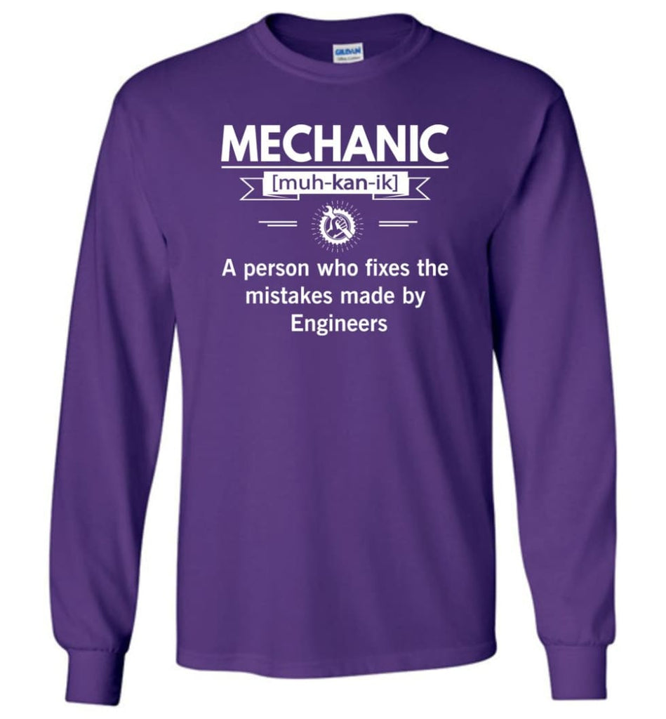 Mechanic Definition Funny Mechanic Meaning Long Sleeve T-Shirt - Purple / M