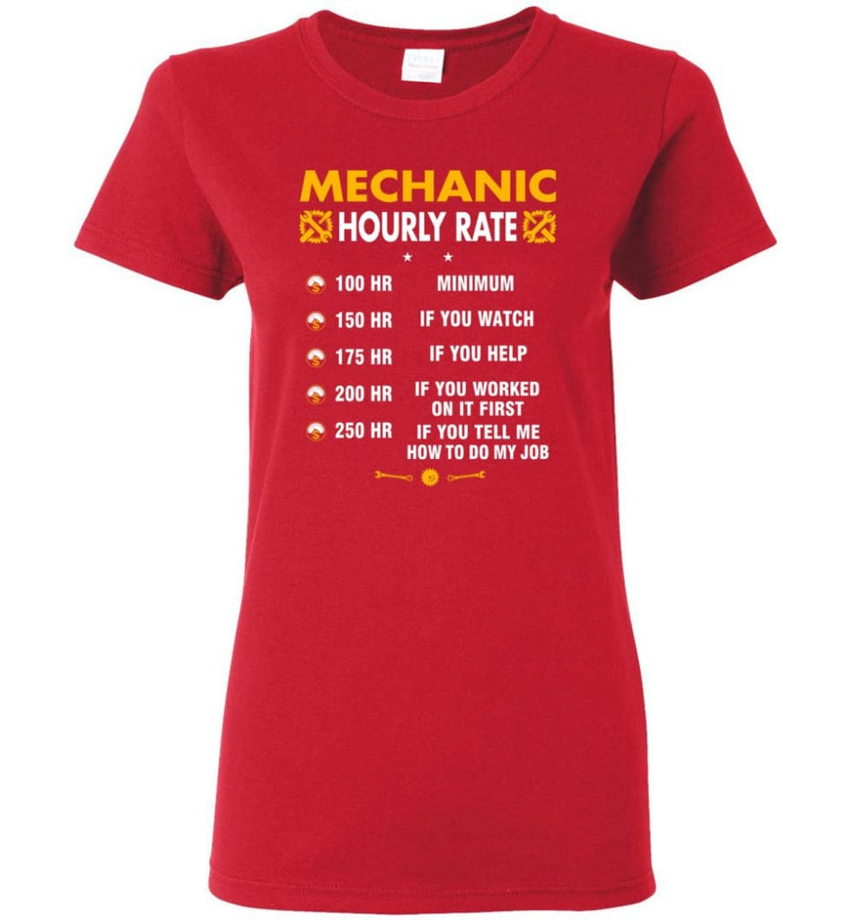 Mechanic Hourly Rate Funny Mechanic Women Tee - Red / M
