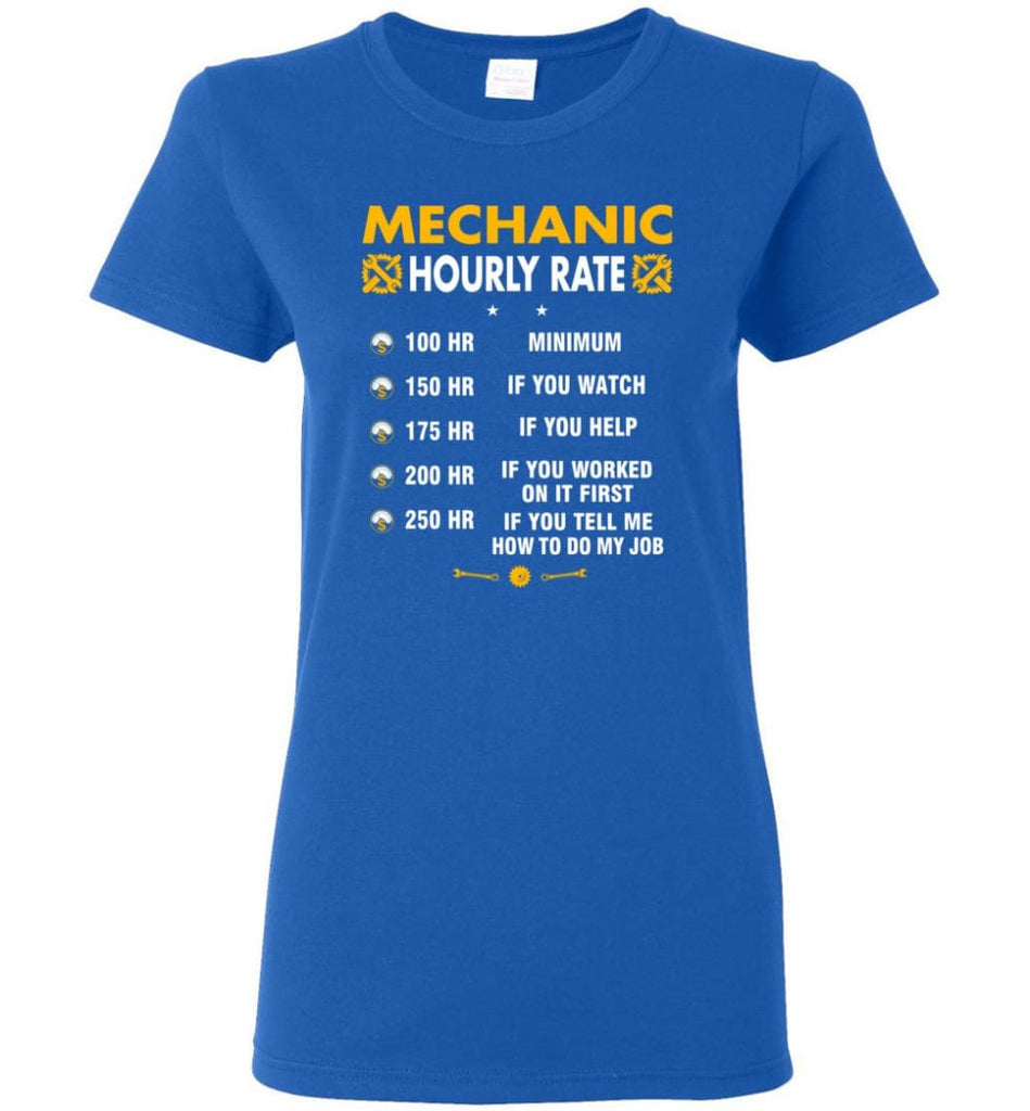 Mechanic Hourly Rate Funny Mechanic Women Tee - Royal / M