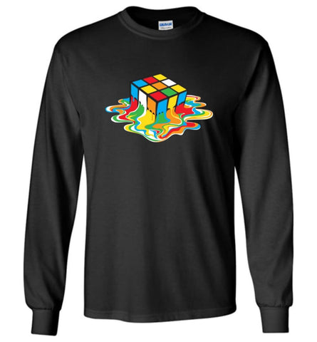 Melting Cube Shirt Rubiks Cube Shirt Rubiks Cube Melting - Long Sleeve T-Shirt - Black / M