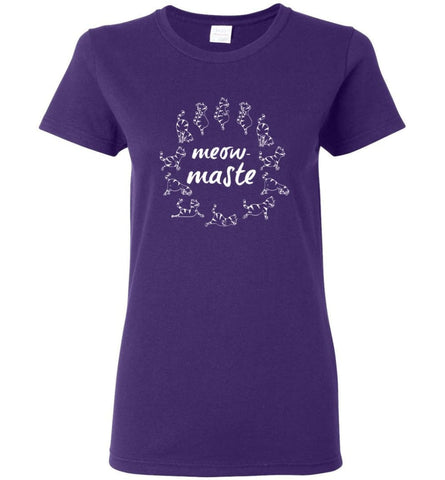 Meow maste Cat Lover Gift Meow Cat Yoga Namaste Women Tee - Purple / M