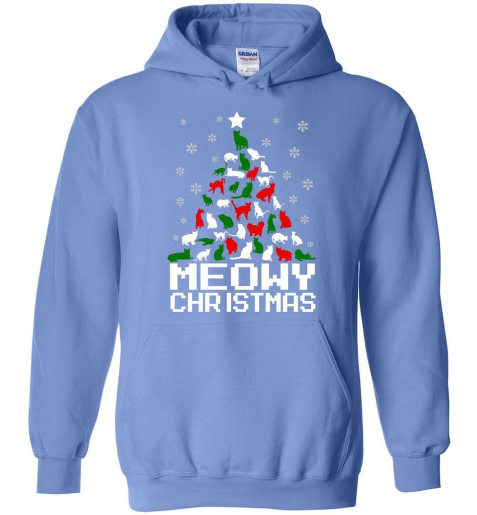 Meowy Christmas Sweater Cat Ugly Christmas Sweater Have A Meowy Catmas - Hoodie - Carolina Blue / M