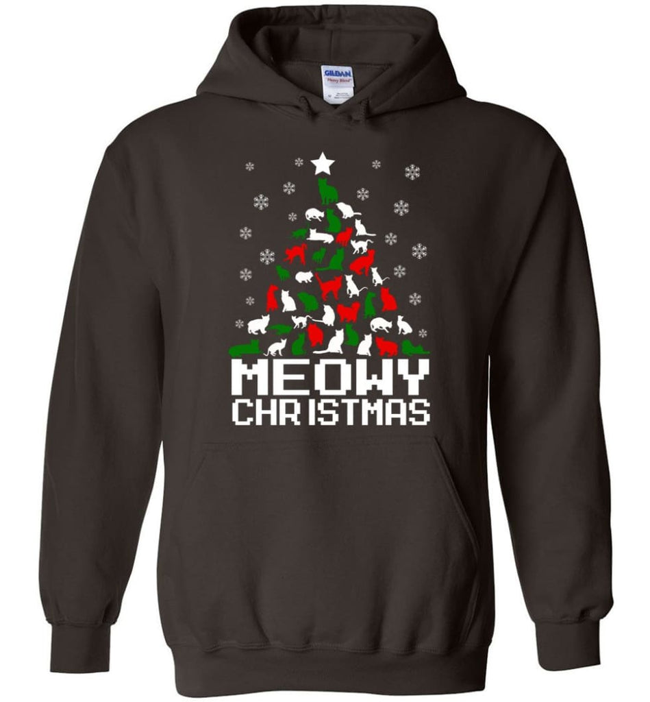 Meowy Christmas Sweater Cat Ugly Christmas Sweater Have A Meowy Catmas - Hoodie - Dark Chocolate / M