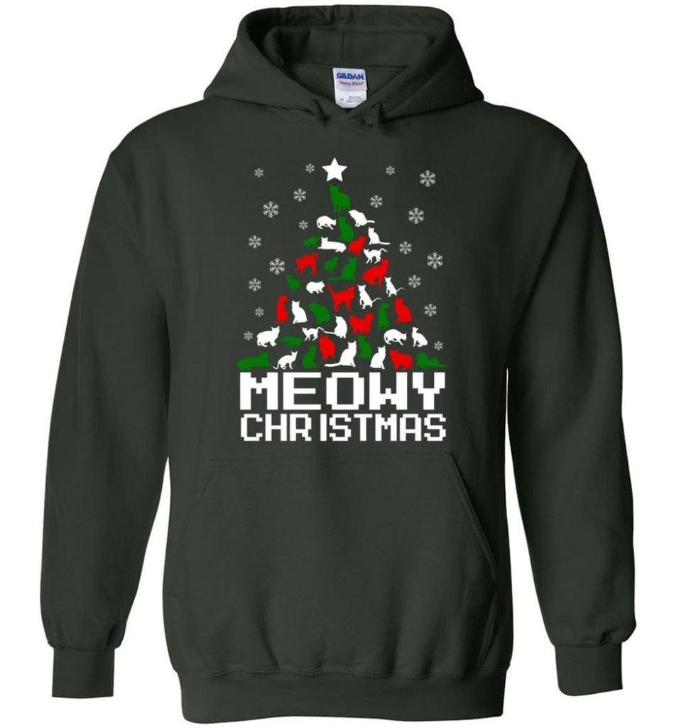 Meowy Christmas Sweater Cat Ugly Christmas Sweater Have A Meowy Catmas - Hoodie - Forest Green / M