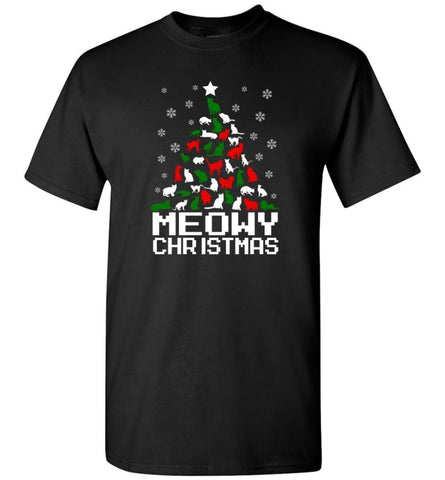 Meowy Christmas Sweater Cat Ugly Christmas Sweater Have A Meowy Catmas - T-Shirt - Black / S