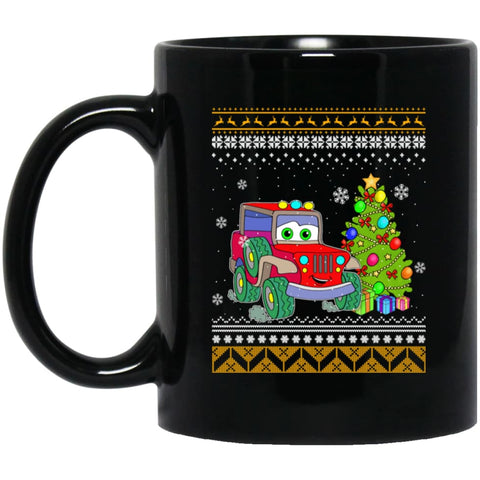Merry Jeepmas And Happy New Year Jeep Lover 11 oz Black Mug - Black / One Size - Drinkware