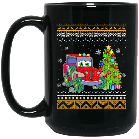 Merry Jeepmas And Happy New Year Jeep Lover 15 oz Black Mug - Black / One Size - Drinkware