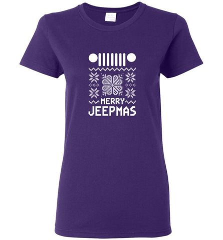 Merry Jeepmas Jeep Ugly Christmas Sweater Cool Jeep Hoodies T shirt Sweatshirt Women T-shirt - Purple / M