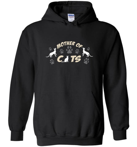Mom Cat Lovers Gift Mother Of Cats - Hoodie - Black / M