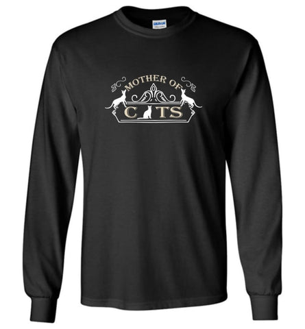 Mother Of Cats Gift for Cat Moms Cat Lovers Long Sleeve - Black / M