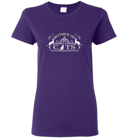 Mother Of Cats Gift for Cat Moms Cat Lovers Women Tee - Purple / M