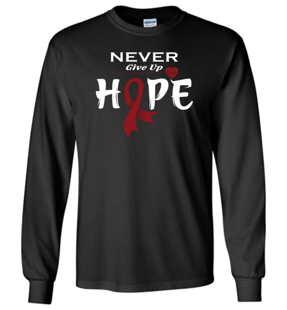 Multiplemyeloma Cancer Awareness Never Give Up Hope Long Sleeve T-Shirt - Black / M