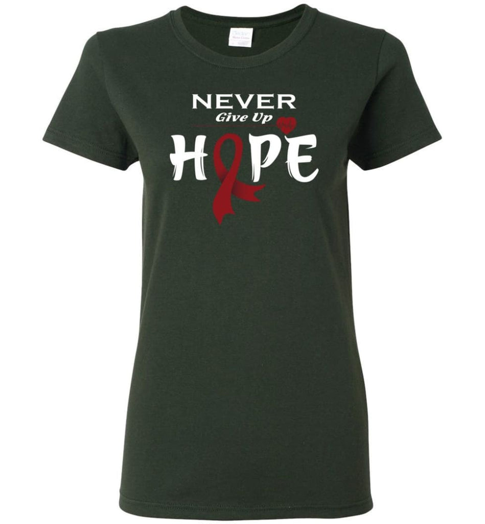 Multiplemyeloma Cancer Awareness Never Give Up Hope Women Tee - Forest Green / M