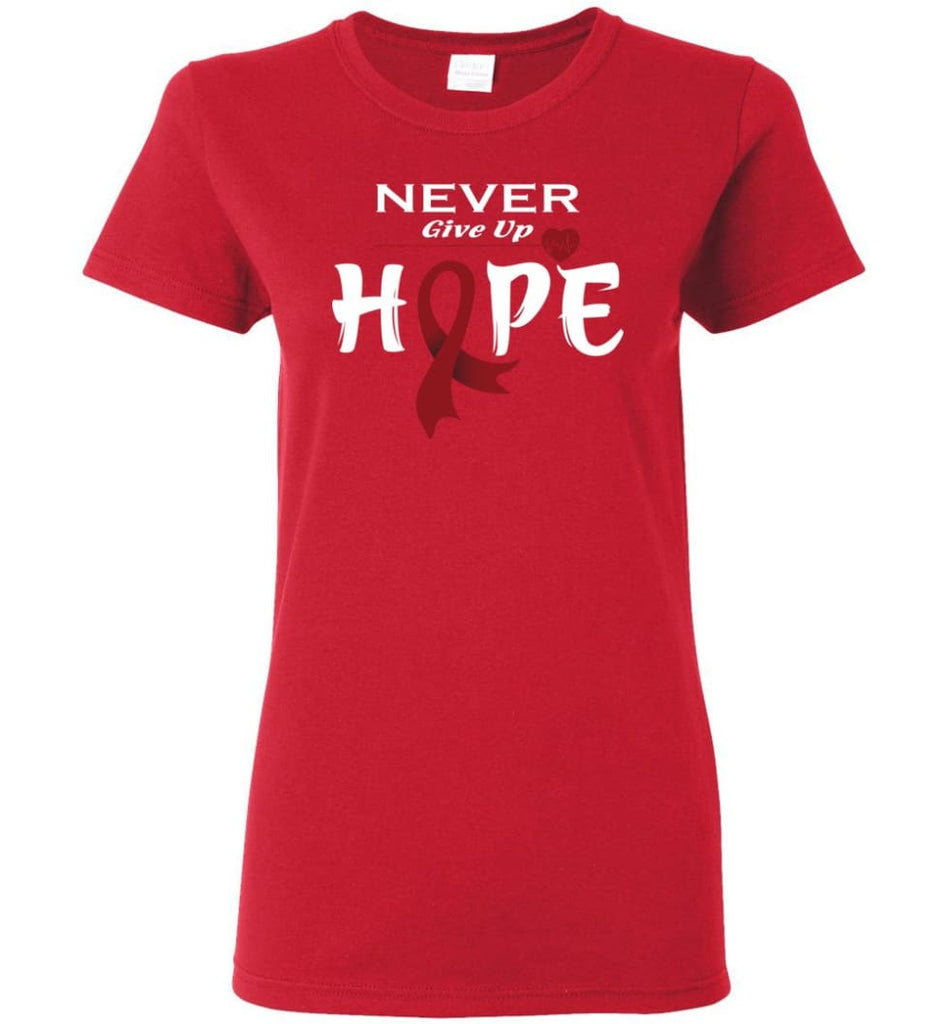 Multiplemyeloma Cancer Awareness Never Give Up Hope Women Tee - Red / M