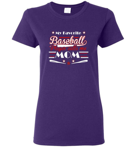My favorite baseball player calls me Mom Toddler Baseball Lover Women Tee - Purple / M