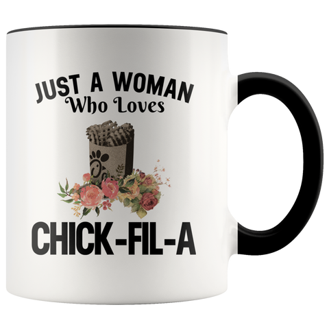 Just A Woman Who Loves Chick-Fil-A Premium Accent Mug