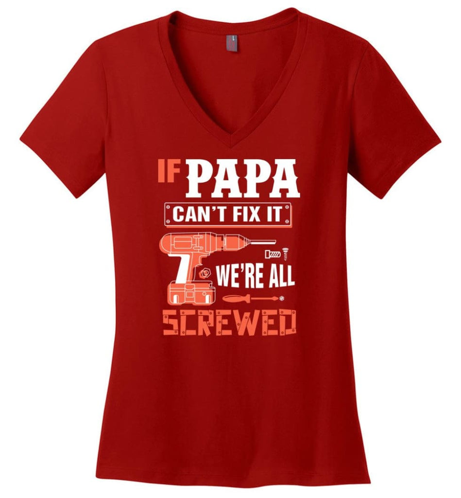 Navy Dad Shirt Just Like A Normal Dad Except Much Cooler Ladies V-Neck - Red / M