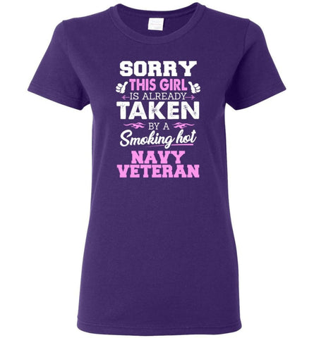 Navy Veteran Shirt Cool Gift for Girlfriend Wife or Lover Women Tee - Purple / M - 5