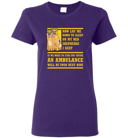 Now I Lay Me Down To Sleep German Shepherd Owner Gs Dog Lover Women Tee - Purple / M
