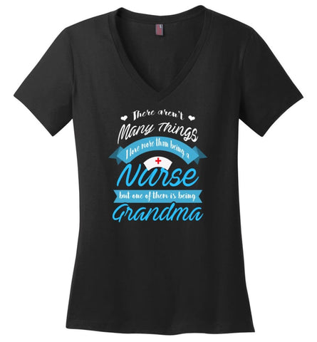 Nurse Grandma Gift Shirt For Mother And A Nurse Ladies V Neck - Black / M - womens apparel