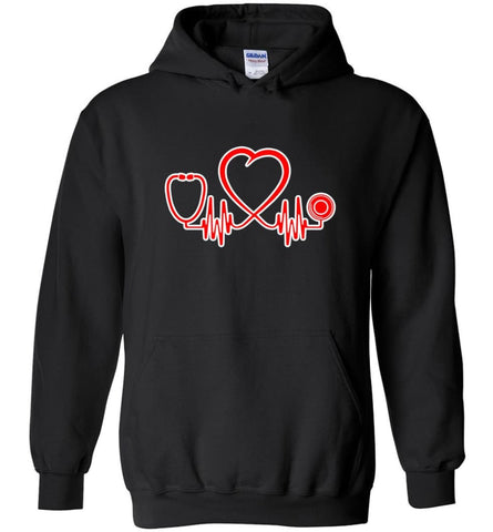Nurse Heartbeat Heart Beat Shirt Gift for Nurses Proud RN Nurse Love Being Nurse - Hoodie - Black / M
