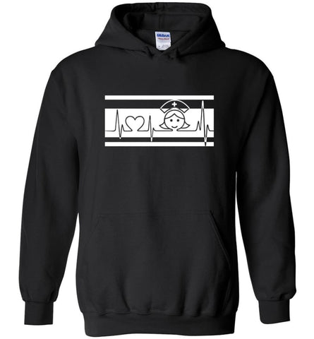 Nurse Nursing Shirt for who Love being a Nurse Heartbeat - Hoodie - Black / M