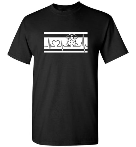 Nurse Nursing Shirt For Who Love Being A Nurse Heartbeat T-Shirt - Black / S