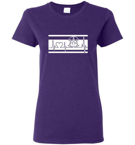 Nurse Nursing Shirt for who Love being a Nurse Heartbeat Women Tee - Purple / M