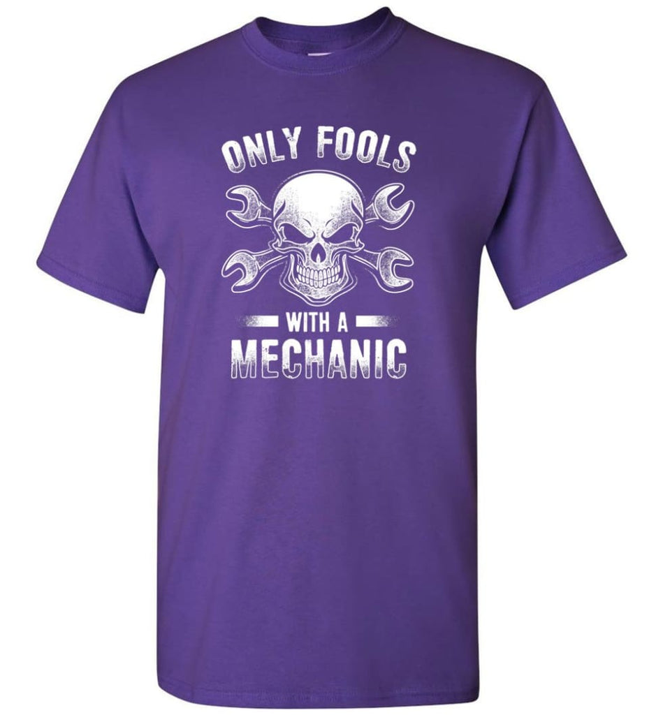Only Fools With A Mechanic Shirt - Short Sleeve T-Shirt - Purple / S