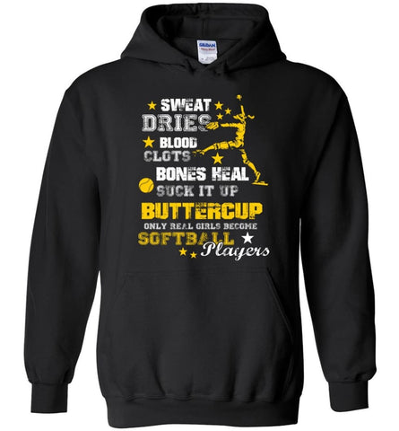 Only Real Girls Become Softball Players - Hoodie - Black / M