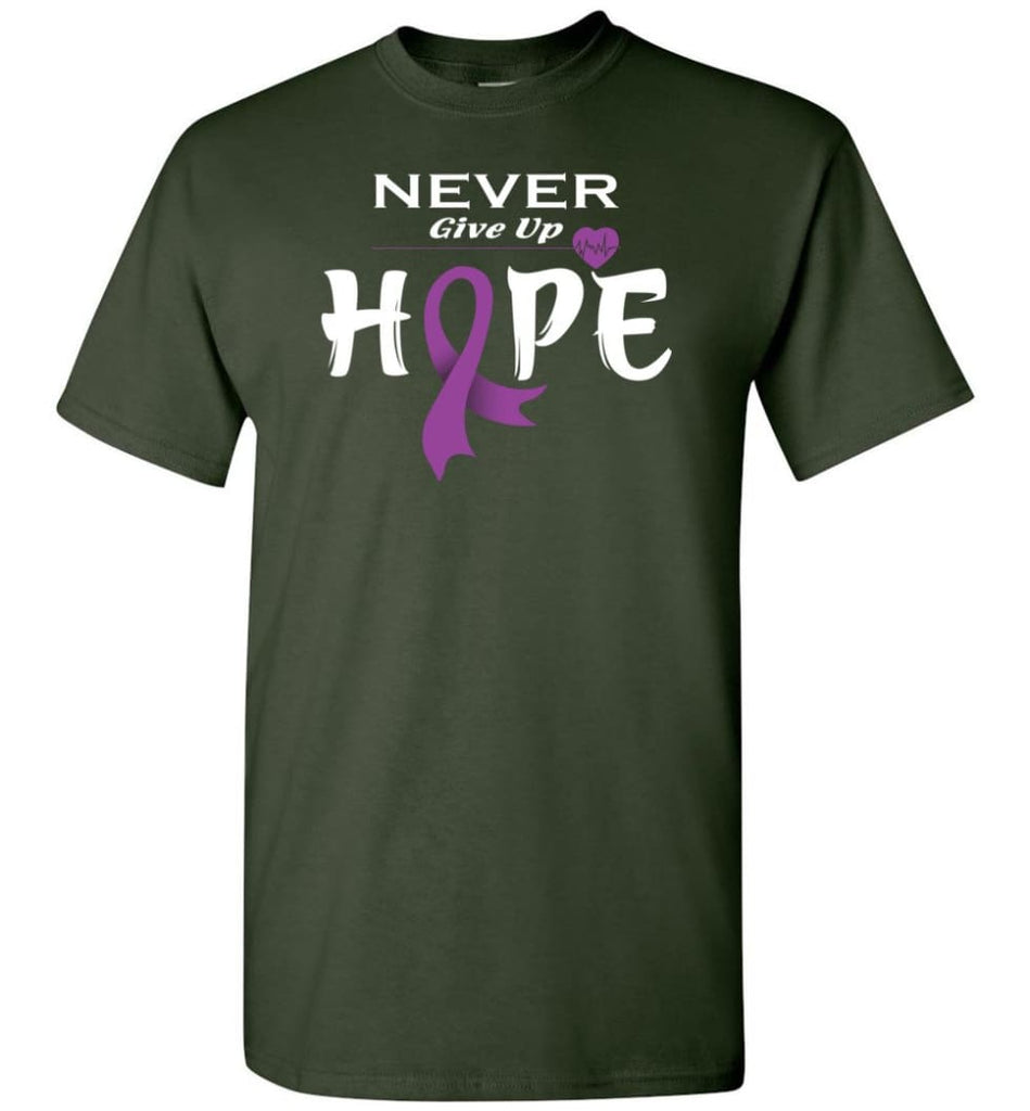 Pancreatic Cancer Awareness Never Give Up Hope T-Shirt - Forest Green / S