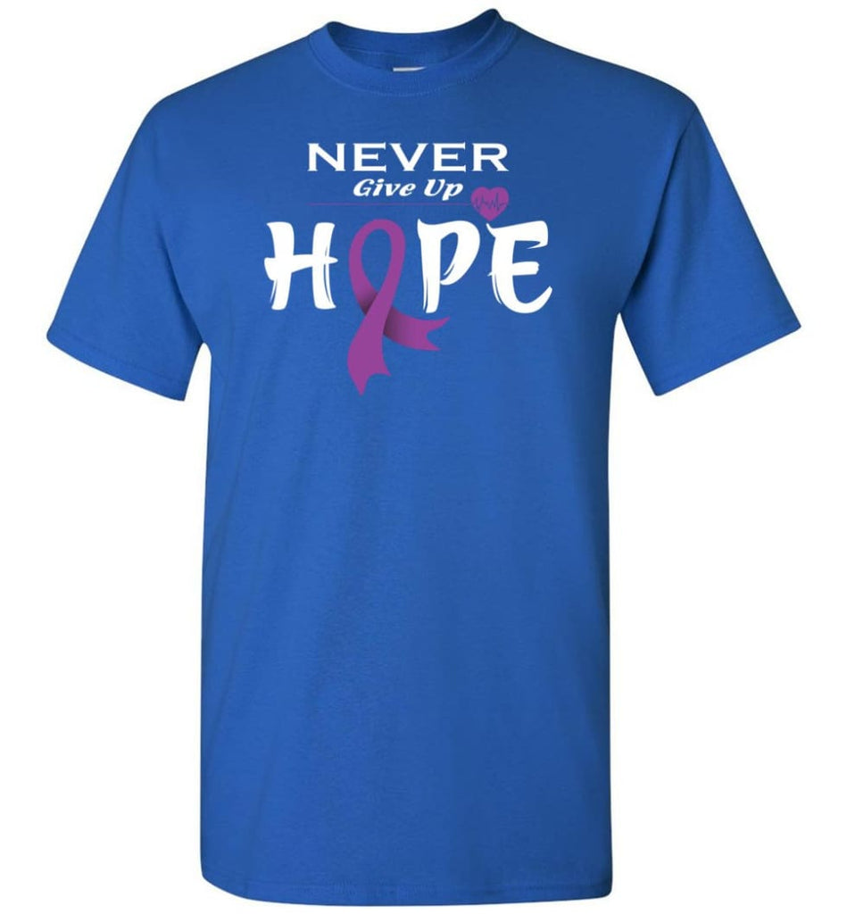 Pancreatic Cancer Awareness Never Give Up Hope T-Shirt - Royal / S