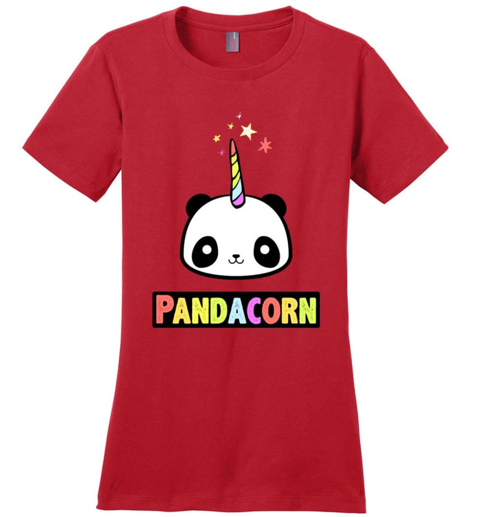 Pandacorn Ladies Short-Sleeve - Red / XS