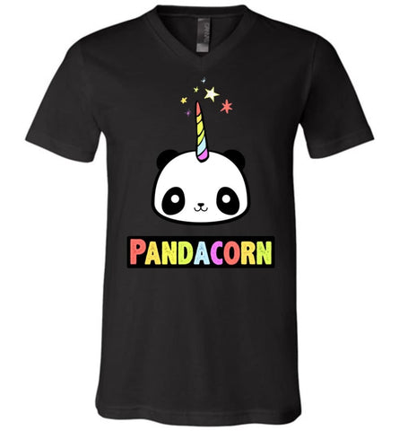 Pandacorn Unisex V-Neck T-Shirt - Black / M