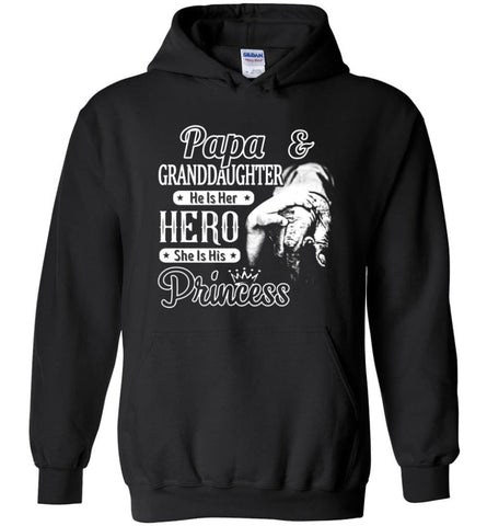 Papa & Granddaughter He Is Hero She Is Princess - Hoodie - Black / M