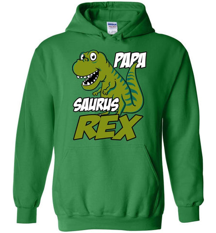 Papa Saurus T Rex Dinosaur Funny Gift For Dad Grandpa Father Hoodie - Irish Green / M