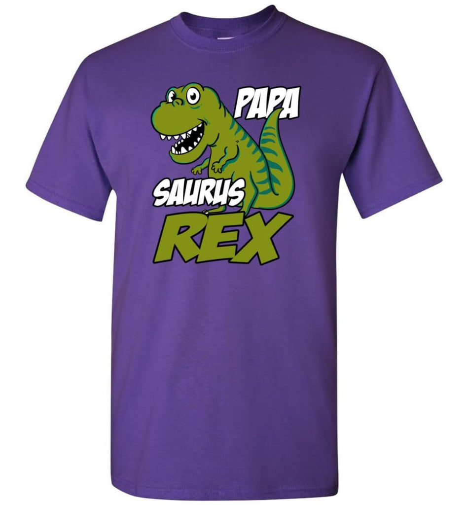 Papa Saurus T Rex Dinosaur Funny Gift For Dad Grandpa Father T-Shirt - Purple / S