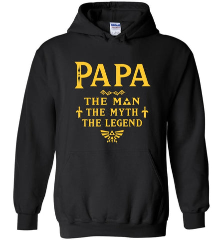 Papa The Man Myth The Legend Gift For Papa Grandpa Daddy Hoodie - Black / S