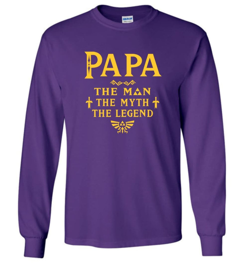 Papa The Man Myth The Legend Gift For Papa Grandpa Daddy Long Sleeve T-Shirt - Purple / S