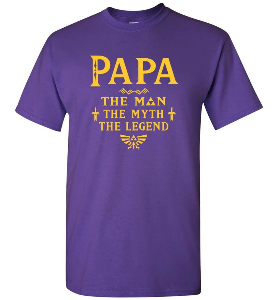Papa The Man Myth The Legend Gift For Papa Grandpa Daddy T-Shirt - Purple / S