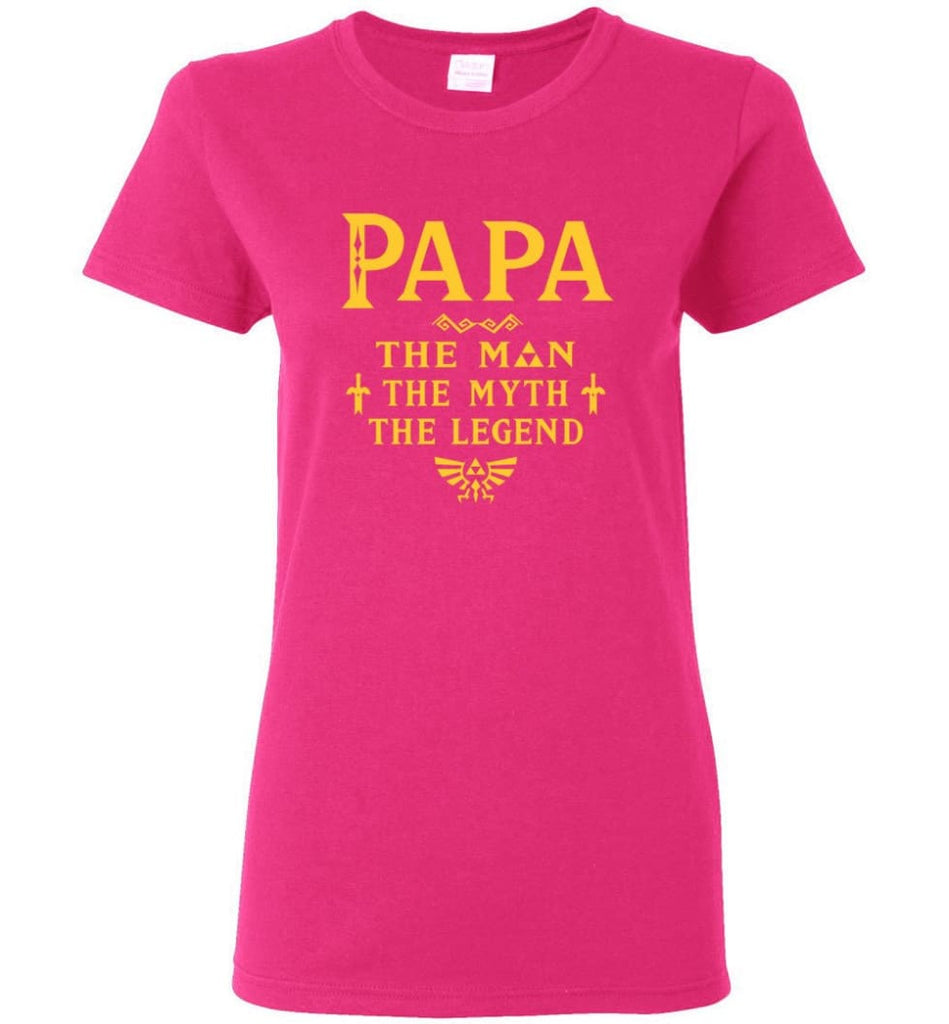 Papa The Man Myth The Legend Gift For Papa Grandpa Daddy Women Tee - Heliconia / S