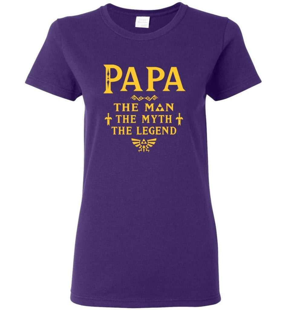 Papa The Man Myth The Legend Gift For Papa Grandpa Daddy Women Tee - Purple / S