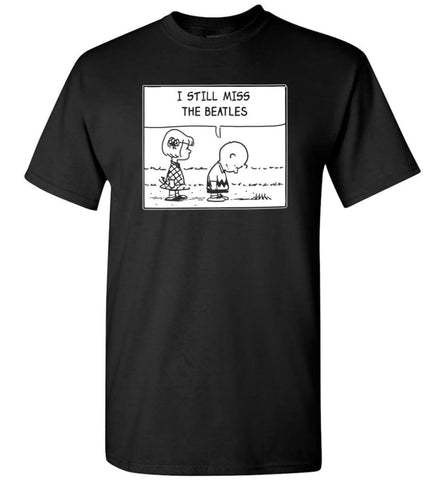 Peanuts Beatles T Shirt Charlie Brown I Still Miss The Beatles T-Shirt - Black / S