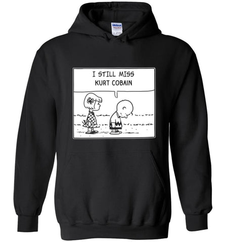 Peanuts Kurtt Cobain T Shirt Charlie Brown I Still Miss Kurtt Cobain Hoodie - Black / M