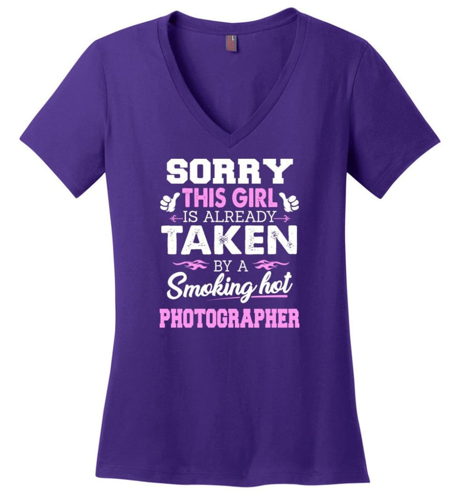 Petroleum Engineer Shirt Cool Gift for Girlfriend Wife or Lover Ladies V-Neck - Purple / M - 10